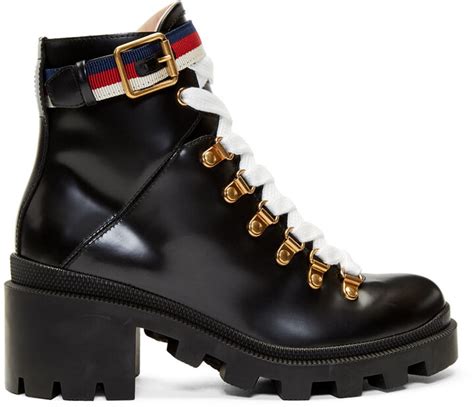 gucci black leather sylvie boots|thigh high gucci boots.